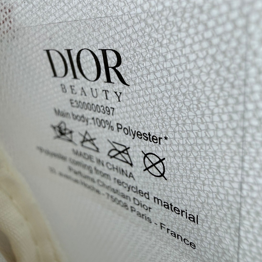 Dior Butterfly Mesh Makeup Bag Round Pink Embroidered Zip Pouch New - Picture 7 of 8